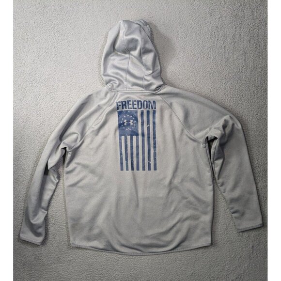 Under Armour Hoodie Womens XXL Loose Rival Freedom Flag Coldgear USA Gray - Picture 1 of 16